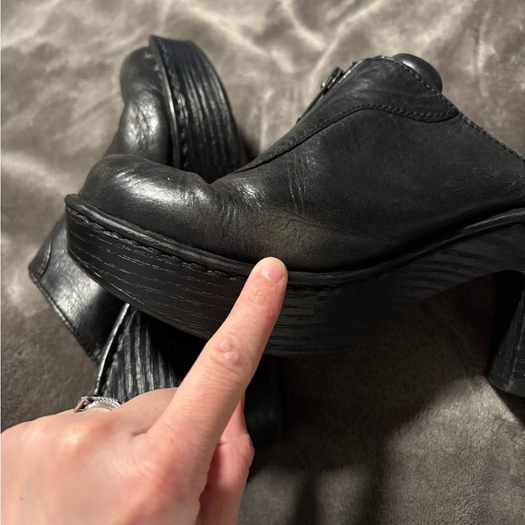 BORN Black Leather Front Zipper Mules - Picture 6 of 7